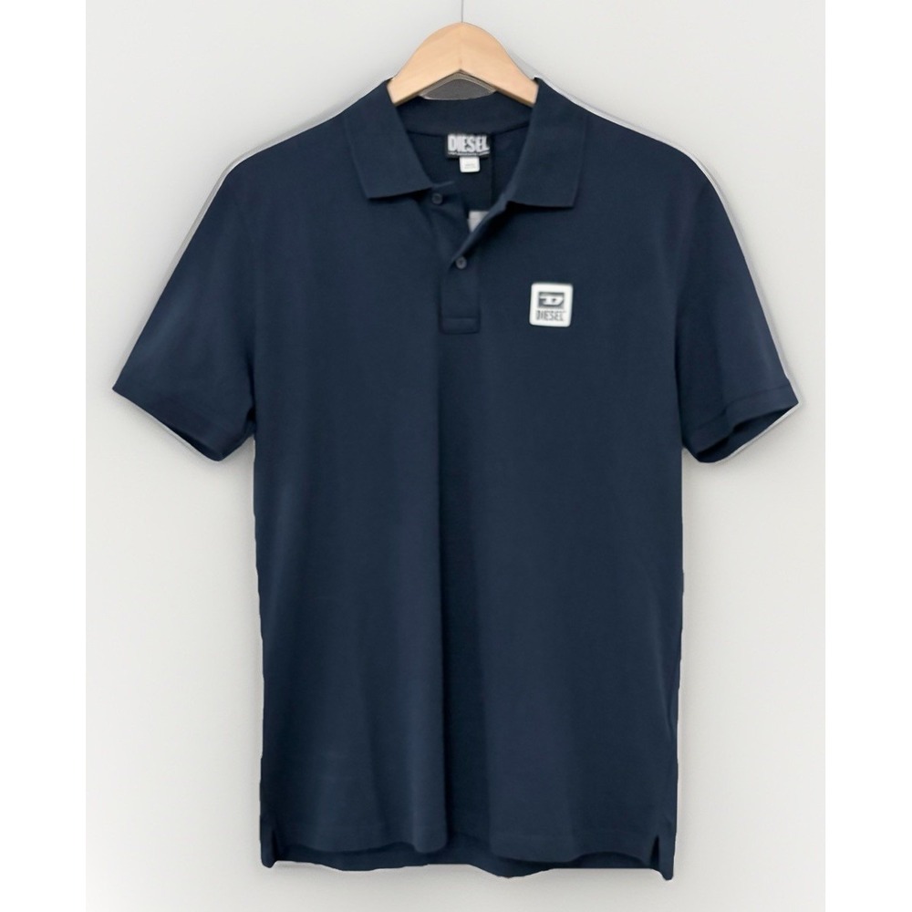 Diesel T-Smith Mens Polo Shirt Midnight Blue Slim Fit Pique Logo Large NWT